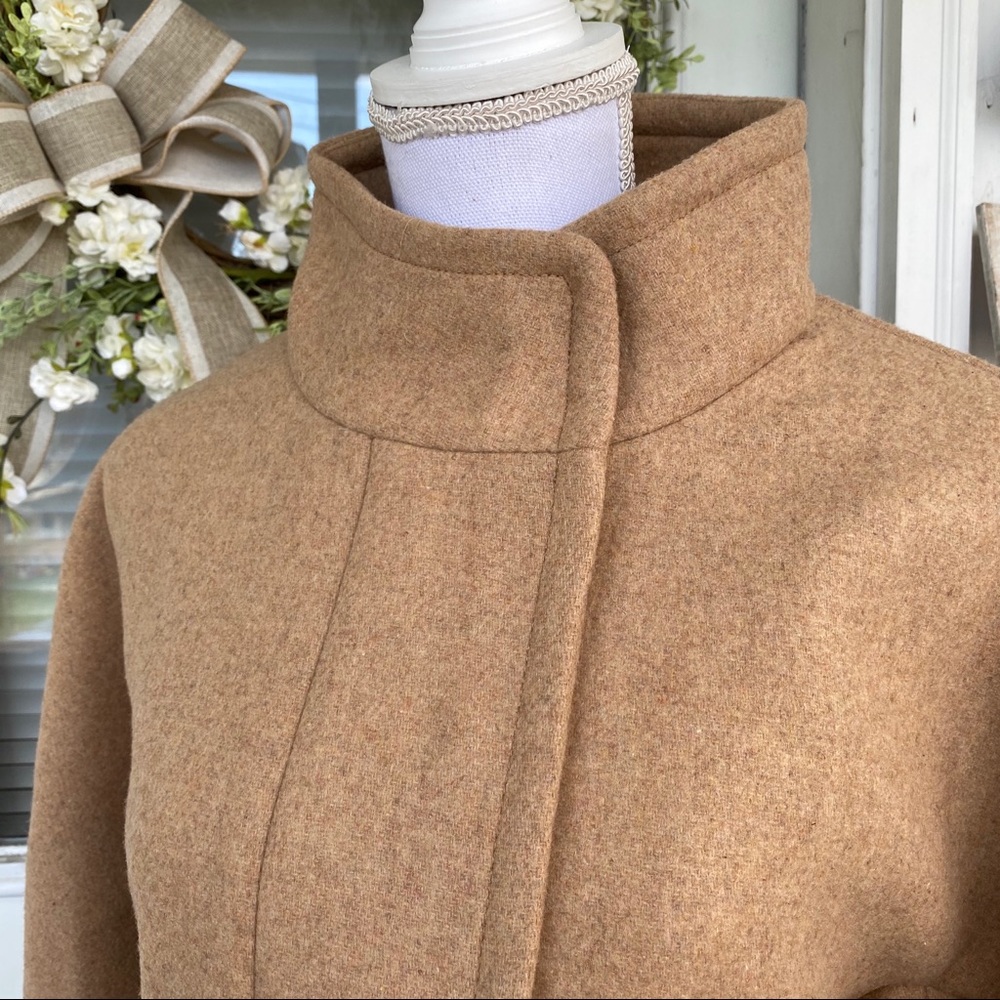 New! J Crew Wool Camel Stand Collar Winter Coat - Picture 6 of 15